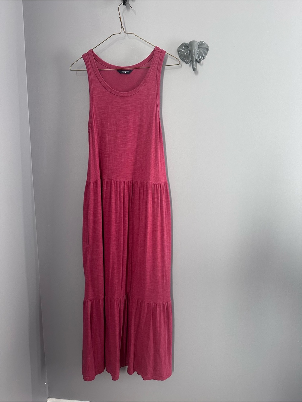 Sleeveless Tiered Pink Maxi Dress Denver Hayes Flowy Boho Rose Pink